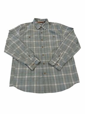 Ridgecut Toughwear Plaid Button Up Shirt Men Large Green Outdoor Hiking